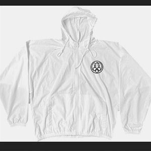 Yeezy White Hooded Zip Windbreaker with Chest and back logo / New in bag